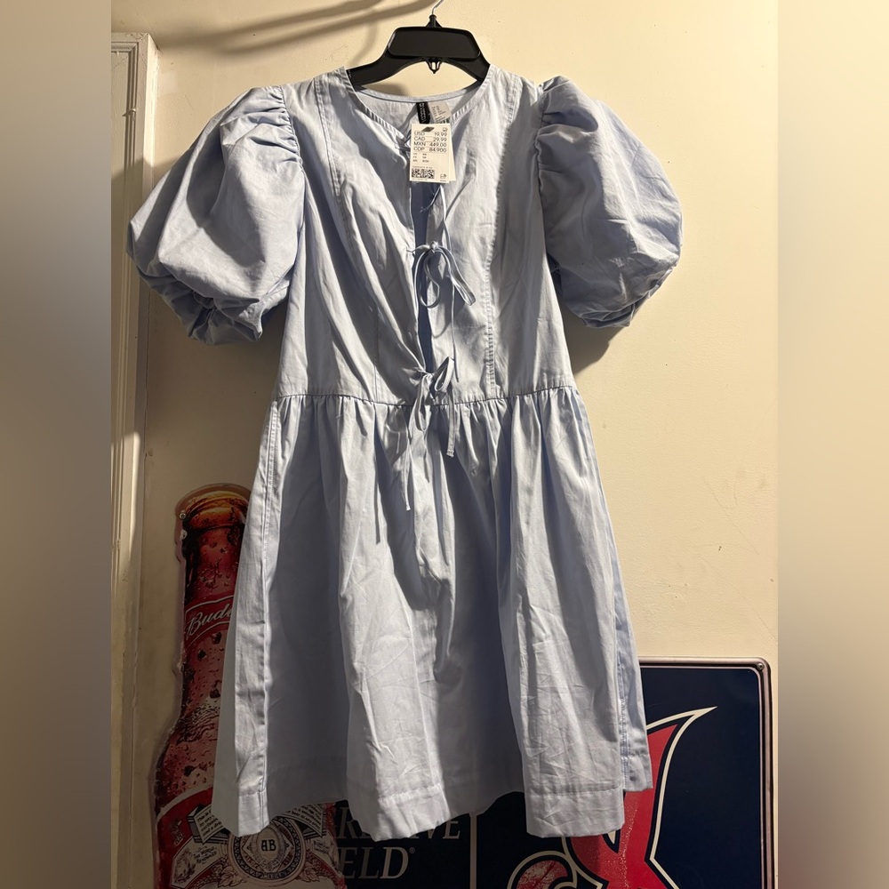 H&M Sky Blue Dress with tie front